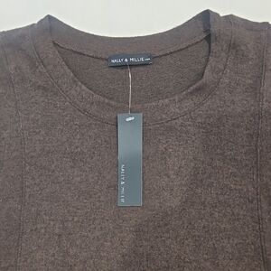 Nally & Millie Women's Chocolate Crewneck Sweater SUPER SOFT sz S/M